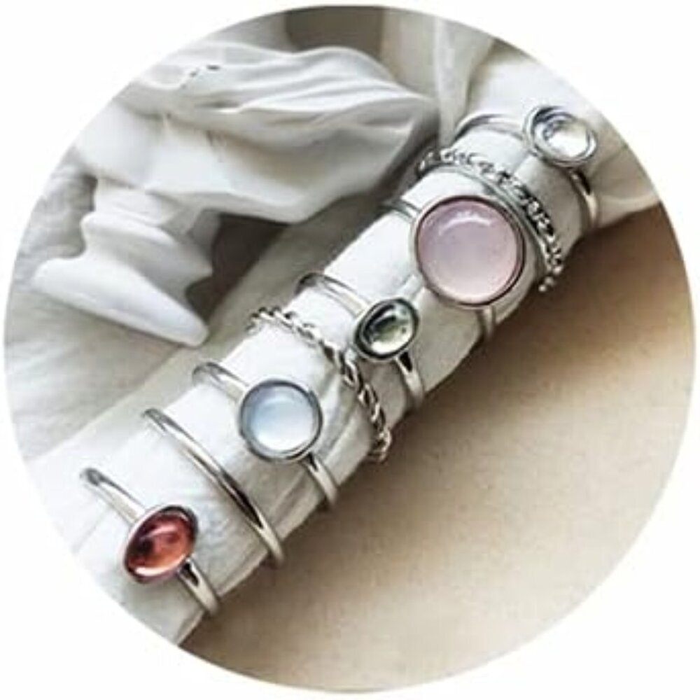 7-19pcs Silver Star Moon Knuckle Ring Set for Women Vintage Stackable Midi Finge